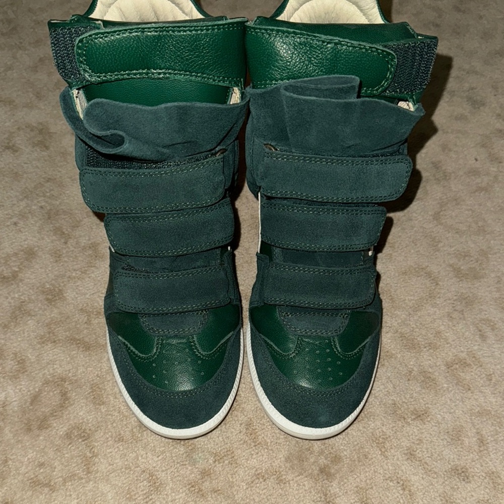 Isabel Marant Green Velcro High-Top Sneakers